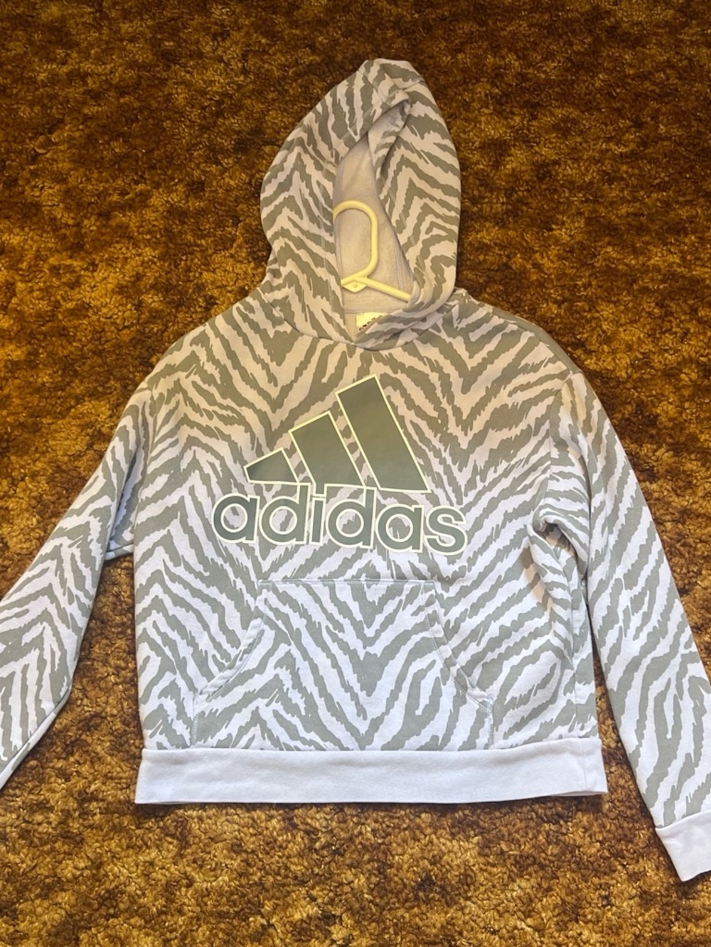 adidas Gray & White Zebra Print Hoodie with Logo